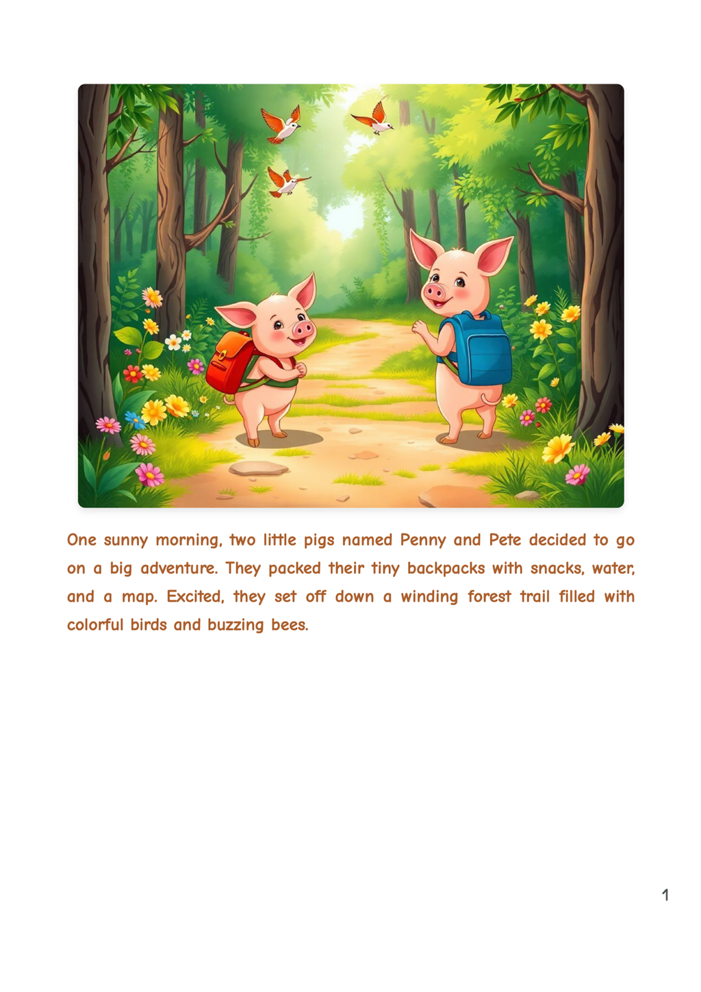 Two little pigs taking a hike - Storybook -Hardcopy