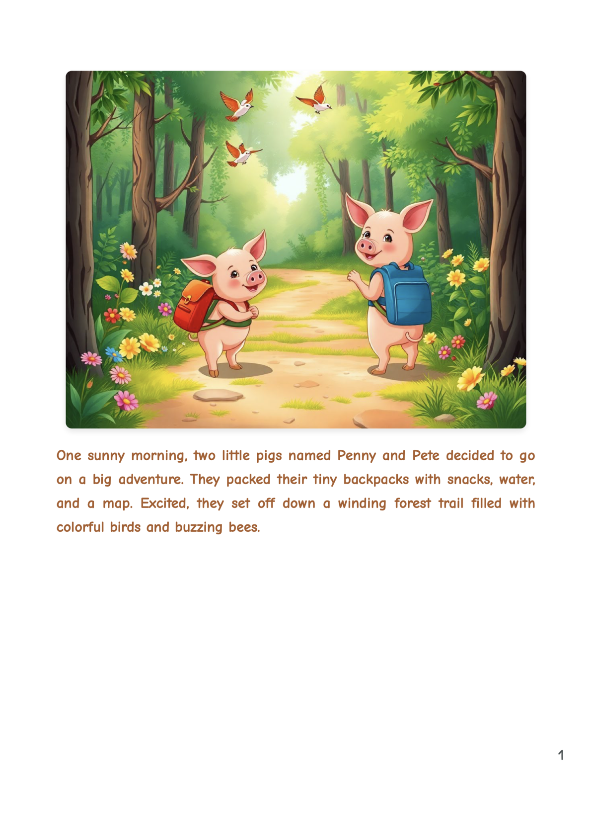 Two little pigs taking a hike - Storybook -Hardcopy