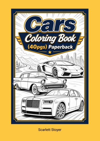 Cars Coloring Book paperback featuring car coloring pages with classic, sports, vintage, and luxury cars