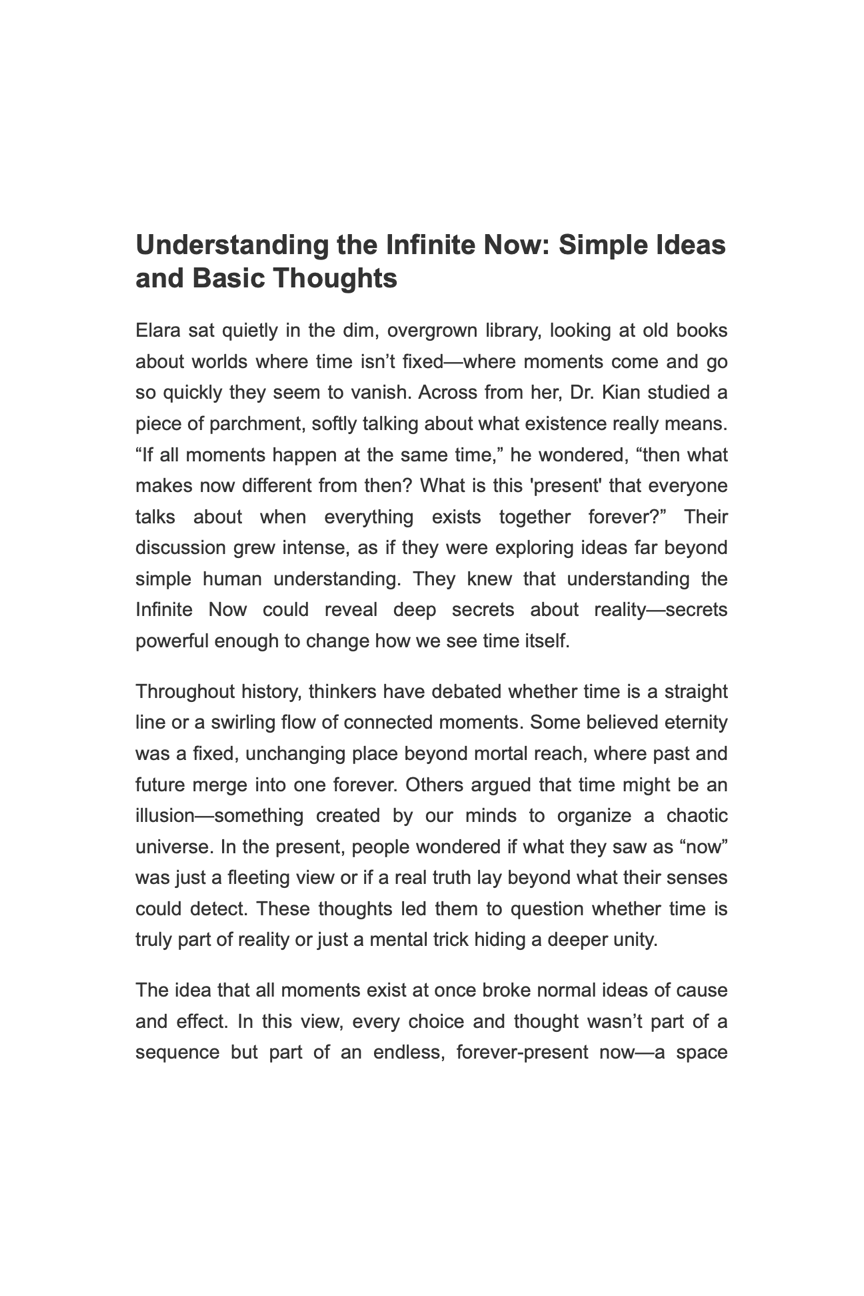 The Infinite Now – Time Travel Science Fiction Novel (98 Pages) Paperback
