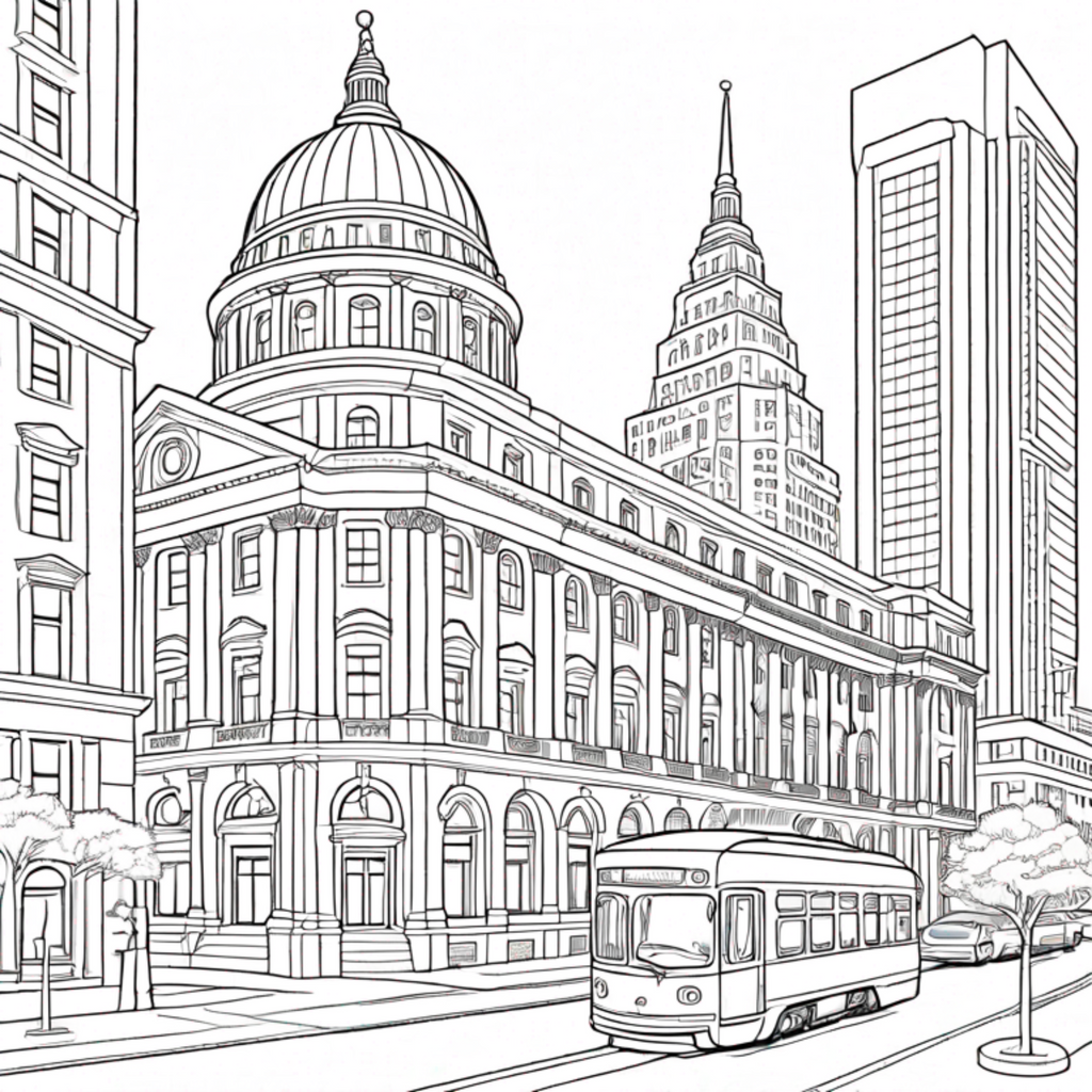 Cities in USA, Adult Coloring Book - Paperback