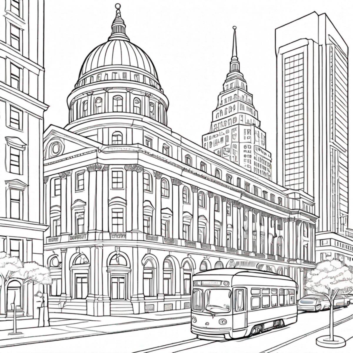Cities in USA, Adult Coloring Book - Paperback