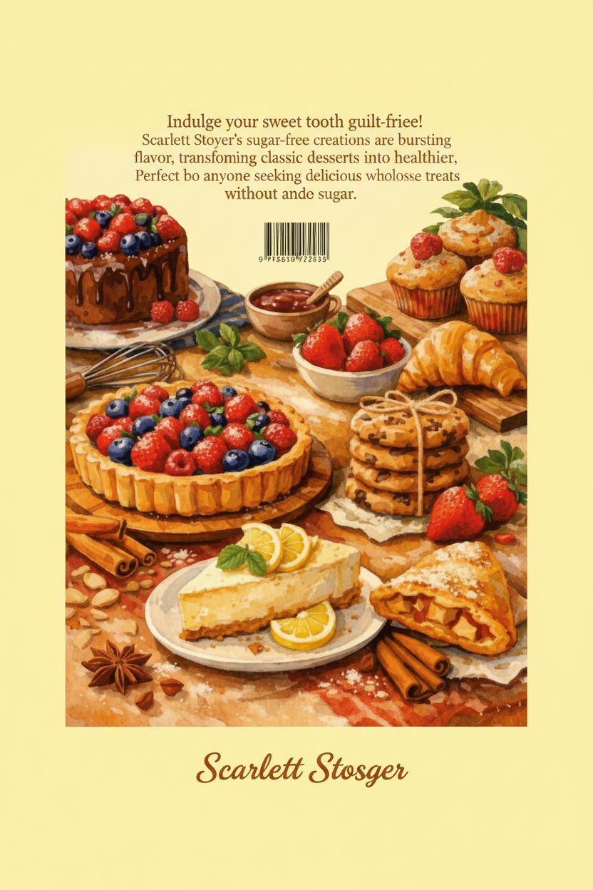 Back cover - Aunt Angie's Cookbook Sugar Free Baking & Pastry by Scarlett Stoyer