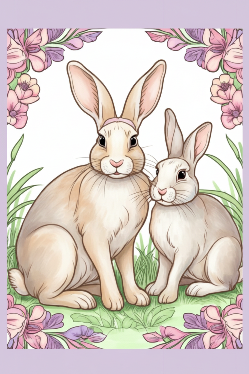 Colored sample page - Rabbits Are So Cute